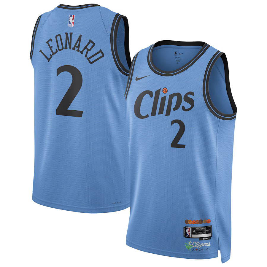 Men Los Angeles Clippers 2 Kawhi Leonard Nike Light Blue City Edition 2024-25 Swingman Player NBA Jersey